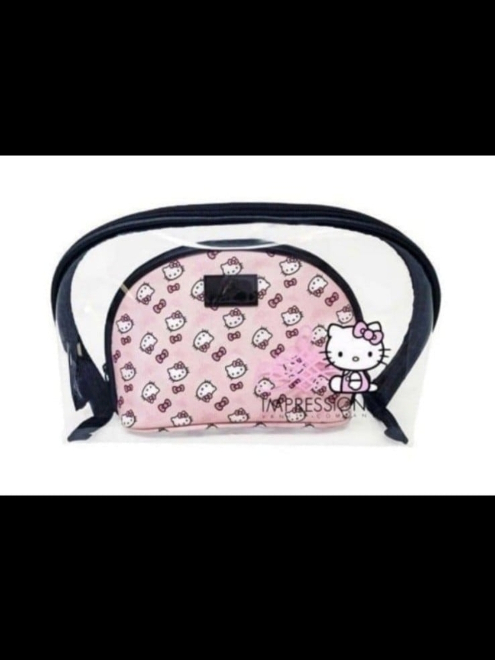 Hello Kitty Pink & White Clear Cosmetic Bag Set